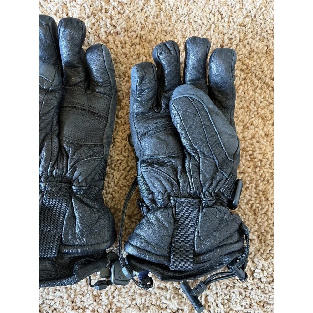 Swany Classic Black Leather Tri-Plex Insulated Ski Gloves Mittens Womens Small